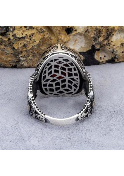 Kırmızı Taşlı 925 Gümüş Erkek Yüzük modelleri