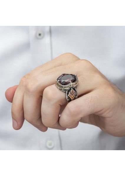 Kırmızı Taşlı 925 Gümüş Erkek Yüzük indirimleri