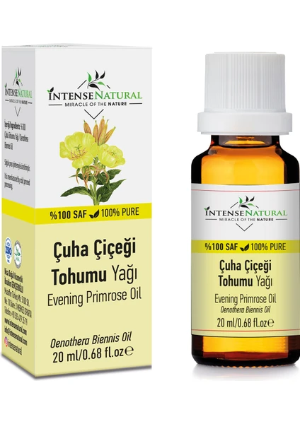 Intense Natural Çuha Çiçeği Tohumu Yağı 20 ml %100 Saf ve Doğal Akşam Çiçeği Evening Primrose Carrier Oil