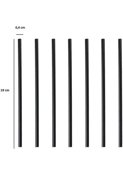 Kıl Pipet Çap:4 mm Boy:19 cm PAKET:300 Lü Siyah Ince Pipet