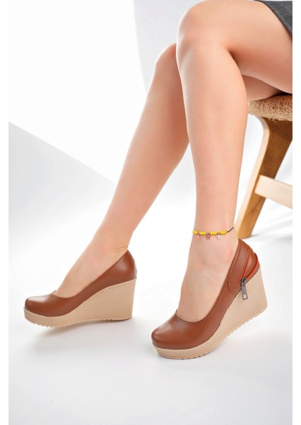 Dolgu Topuk Taba Cilt Kadın Ayakkabı fiyatları
