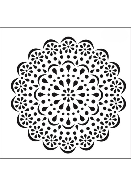 Stencil Sarayi Boyama Şablon Damask Çini Mandala - 1178