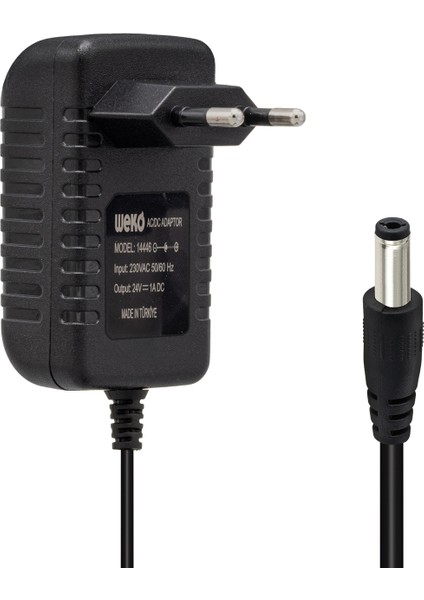 24 Volt - 1 Amper 5.5*2.5 Uçlu Plastik Kasa Priz Tipi Adaptör