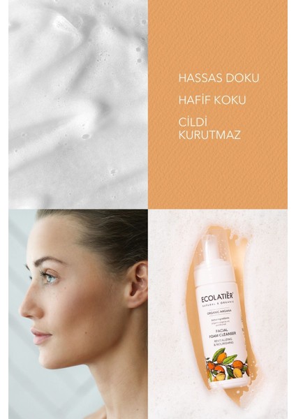 Yüz Yıkama Köpüğü Organik Argan, Cilt Temizleyici Nemlendirici, Hassas Cilt 150 ml