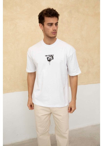 Erkek Ön ve Arka Baskılı Regular Fit T-Shirt