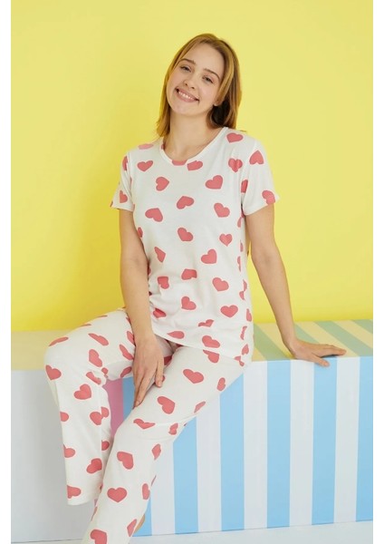 Dantel Love Garden Kalpli Kısa Kollu Kadın Pijama Takımı