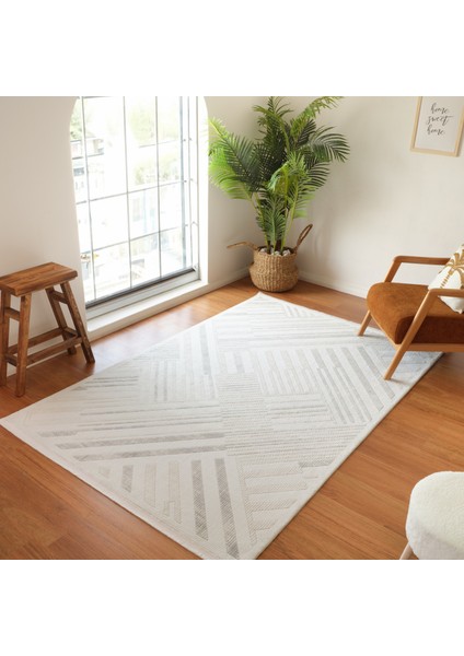 7/24 Elegante Lumina Grey 120X180 cm Salon Mutfak Halısı Yolluk Kilim