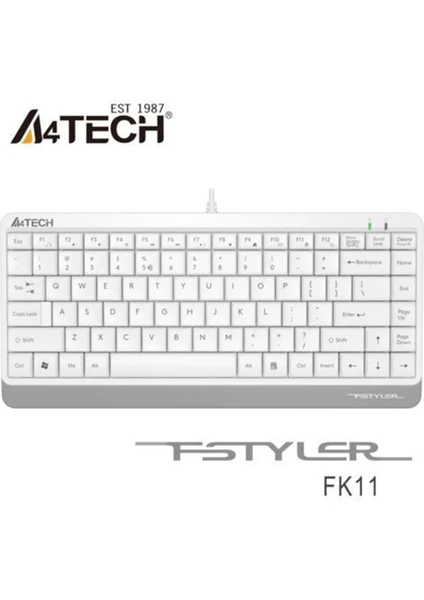 A4 Tech FK11 Q USB Kablolu mm Mini Klavye Beyaz