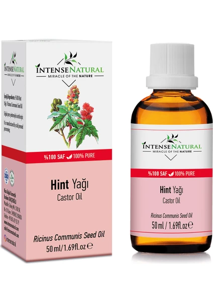 Intense Natural Hint Yağı Soğuk Sıkım 50 ml %100 Saf ve Doğal Castor Carrier Oil