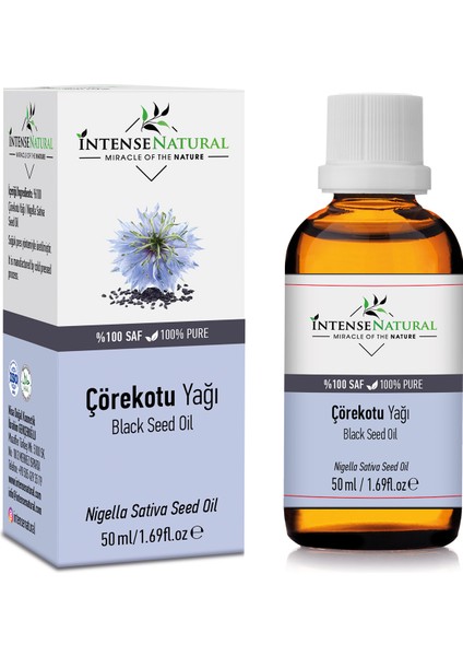 Intense Natural Çörek Otu Yağı Soğuk Sıkım 50 ml %100 Saf ve Doğal Çörekotu Black Seed Carrier Oil