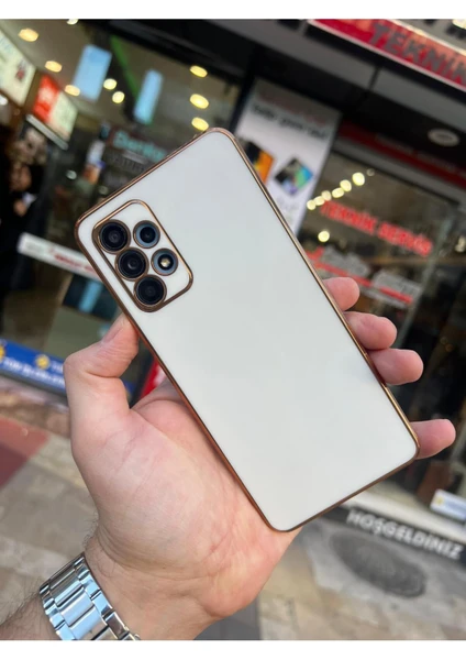 Vip Case Samsung A23 Gold Kenarlı Parlak Kamera Korumalı Yumuşak Silikon Bark Kılıf