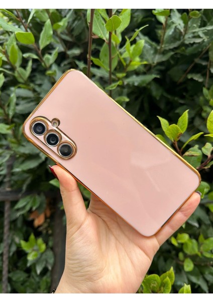 Samsung Galaxy A34 Gold Kenarlı Parlak Kamera Korumalı Yumuşak Silikon Bark Kılıf