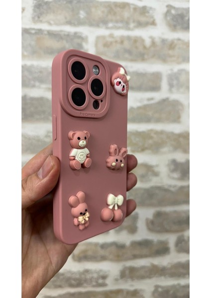 Vip Case Iphone 15 Pro Max Ayıcık Desenli Sevimli Silikon Lansman Toy Bear Kılıf