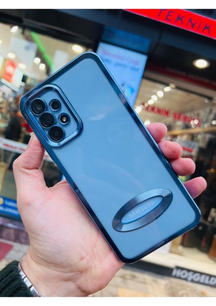 Samsung Galaxy A34 Uyumlu Logo Detaylı Kenarları Renkli Kamera Korumalı Luxury Omega Kılıf