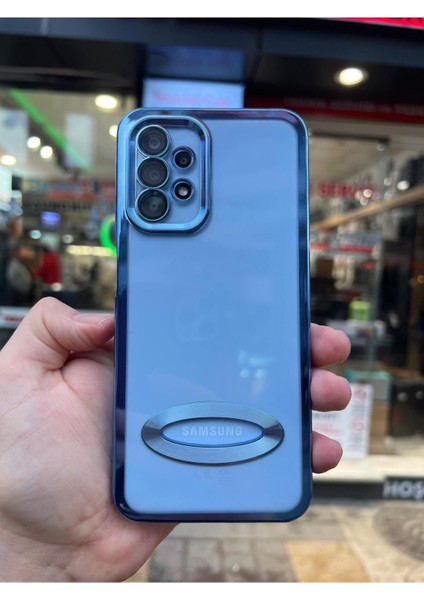 Samsung Galaxy A34 Uyumlu Logo Detaylı Kenarları Renkli Kamera Korumalı Luxury Omega Kılıf fiyatları
