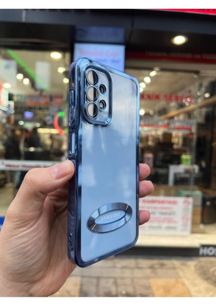 Samsung Galaxy A34 Uyumlu Logo Detaylı Kenarları Renkli Kamera Korumalı Luxury Omega Kılıf modelleri