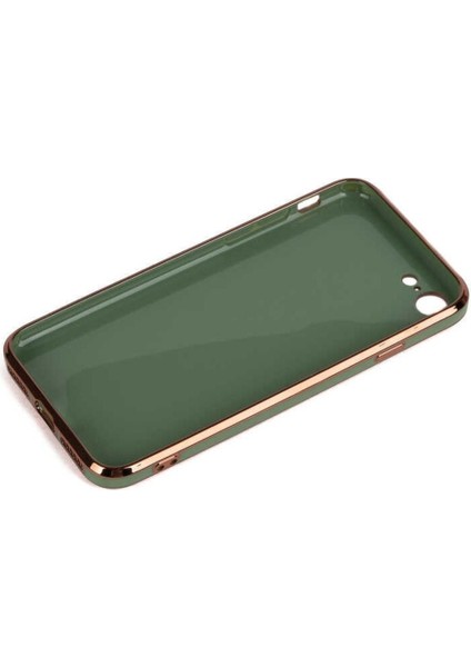 Iphone 7 Plus ve 8 Plus Uyumlu Parlak Kenarlı Gold Detaylı Soft Bark Kılıf
