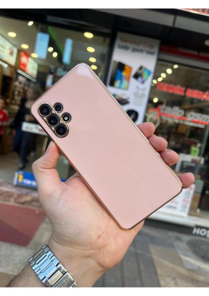 Samsung A13 4g Gold Kenarlı Parlak Kamera Korumalı Yumuşak Silikon Bark Kılıf