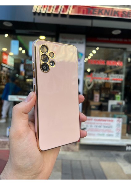 Samsung A13 4g Gold Kenarlı Parlak Kamera Korumalı Yumuşak Silikon Bark Kılıf