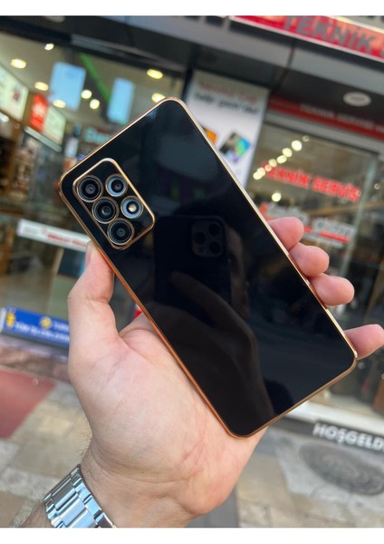 Samsung A13 4g Gold Kenarlı Parlak Kamera Korumalı Yumuşak Silikon Bark Kılıf