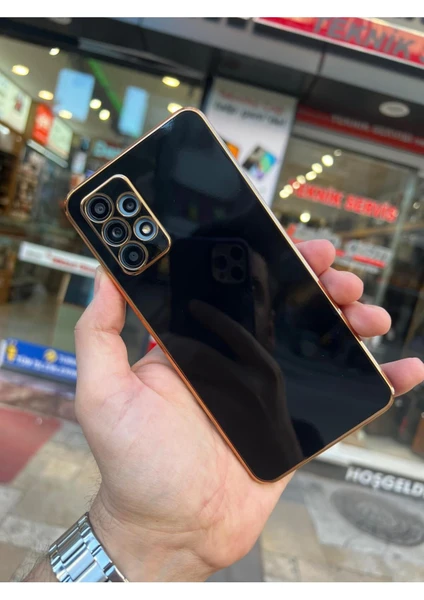 Vip Case Samsung A23 Gold Kenarlı Parlak Kamera Korumalı Yumuşak Silikon Bark Kılıf