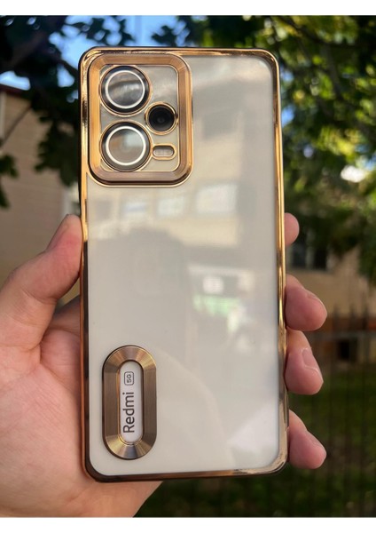 Xiaomi Redmi Note 12 Pro 5g Kamera Korumalı Şeffaf Logo Gösteren Kenarları Parlak Lüx Omega Kılıf