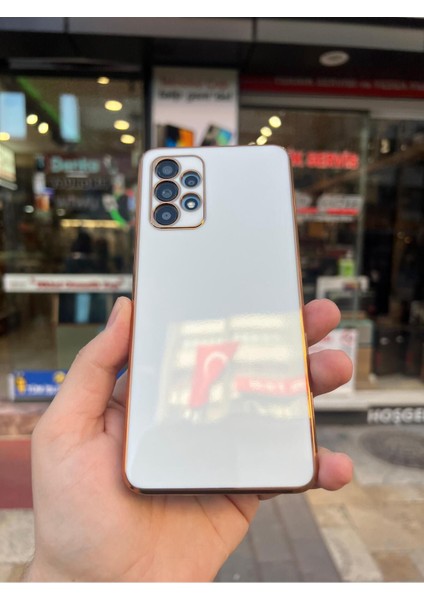 Samsung A32 4g Gold Kenarlı Parlak Kamera Korumalı Yumuşak Silikon Bark Kılıf