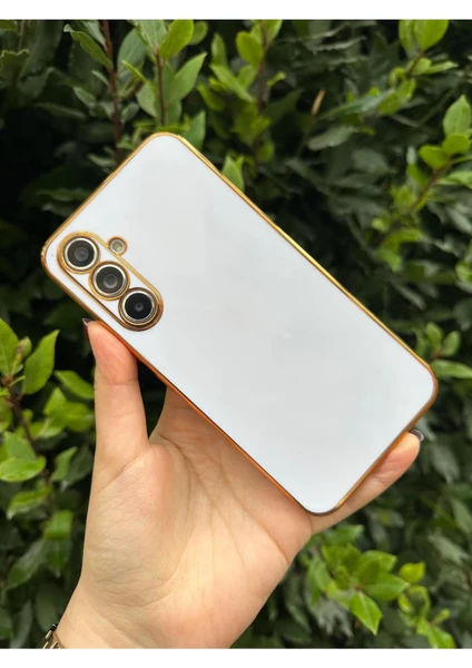 Vip Case Samsung Galaxy A34 Gold Kenarlı Parlak Kamera Korumalı Yumuşak Silikon Bark Kılıf