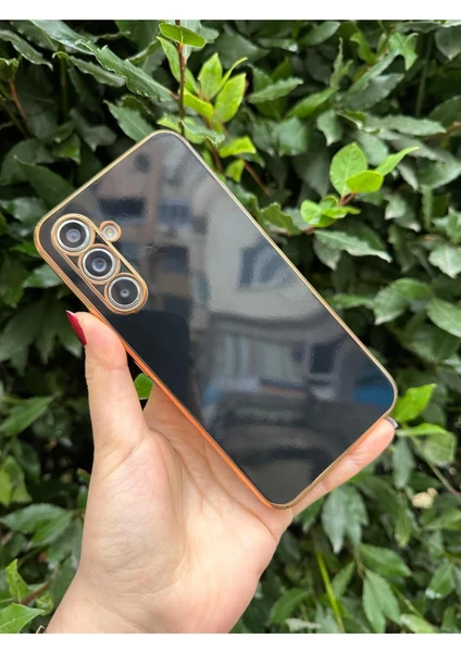 Vip Case Samsung Galaxy A34 Gold Kenarlı Parlak Kamera Korumalı Yumuşak Silikon Bark Kılıf