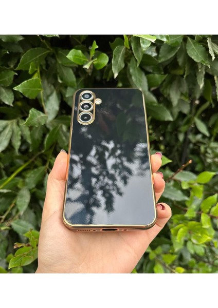 Samsung Galaxy A34 Gold Kenarlı Parlak Kamera Korumalı Yumuşak Silikon Bark Kılıf