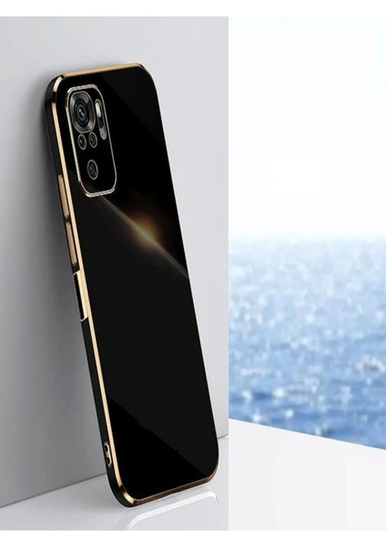 Vip Case Xiaomi Redmi Note 10 - Note 10S Uyumlu Gold Kenarlı Parlak Kamera Korumalı Yumuşak Silikon Bark Kılıf