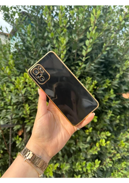 Vip Case Xiaomi Redmi Note 10 Pro Uyumlu Gold Kenarlı Parlak Kamera Korumalı Yumuşak Silikon Bark Kılıf