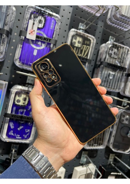 Redmi Note 11 Pro ve Redmi Note 12 Pro (4g) Uyumlu Gold Kenarlı Parlak Kamera Korumalı Yumuşak Silikon Bark Kılıf