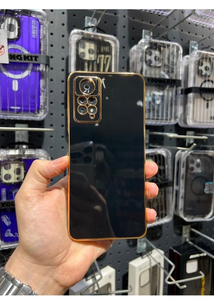 Redmi Note 11 Pro ve Redmi Note 12 Pro (4g) Uyumlu Gold Kenarlı Parlak Kamera Korumalı Yumuşak Silikon Bark Kılıf