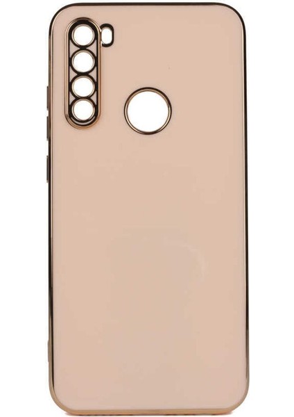 Xiaomi Redmi Note 8 Uyumlu Gold Kenarlı Parlak Kamera Korumalı Yumuşak Silikon Bark Kılıf