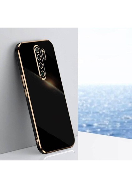 Xiaomi Redmi Note 8 Pro Gold Kenarlı Parlak Kamera Korumalı Yumuşak Silikon Bark Kılıf