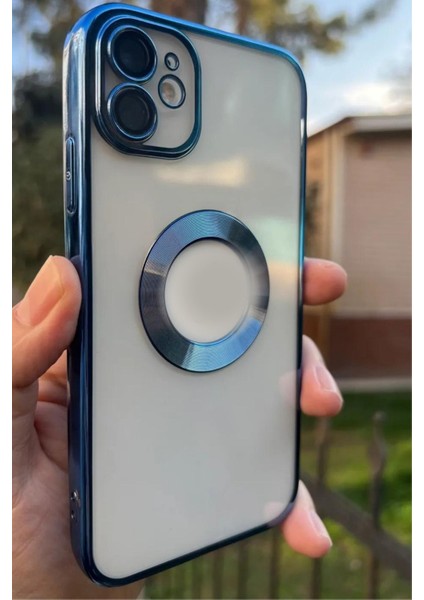 Iphone 11 Logo Detaylı Kenarları Renkli Kamera Korumalı Luxury Omega Kılıf