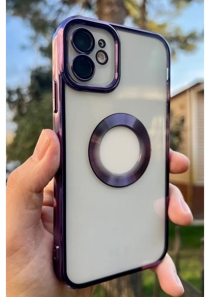 Iphone 11 Logo Detaylı Kenarları Renkli Kamera Korumalı Luxury Omega Kılıf