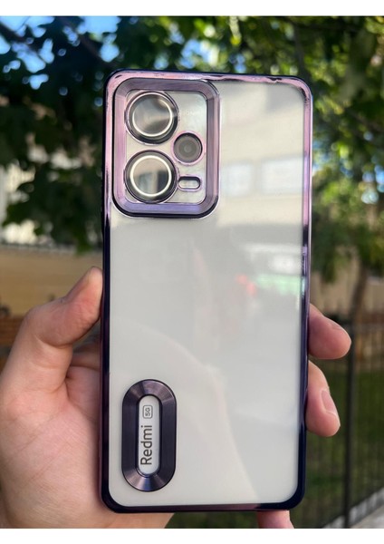 Xiaomi Redmi Note 12 Pro 5g Kamera Korumalı Şeffaf Logo Gösteren Kenarları Parlak Lüx Omega Kılıf