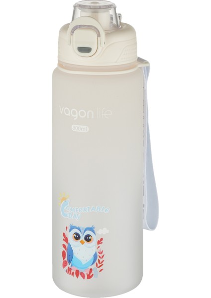 800 ml Figürlü Su Matarası Çift Kullanım Pipetli ve Rahat Içim Sticker Hediyeli