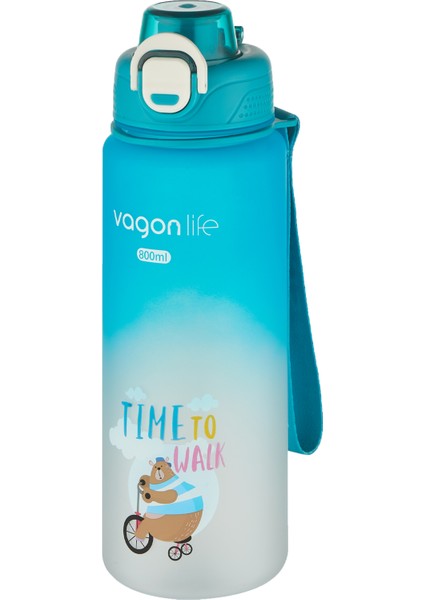 800 ml Figürlü Su Matarası Çift Kullanım Pipetli ve Rahat Içim Sticker Hediyeli