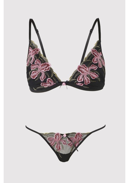 Dantel Vintage Rose Bralet Takımı