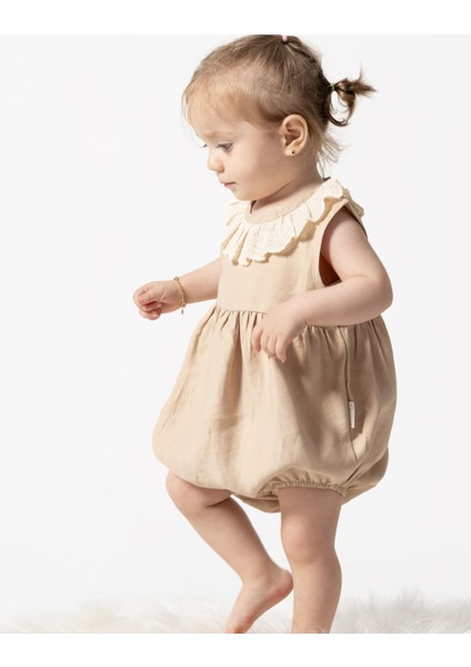 Dantel Yaka Romper Tulum Kız Bebek Pamuk Aerobin Kumaş Doğumgünü Parti Düğün Kıyafeti fiyatları