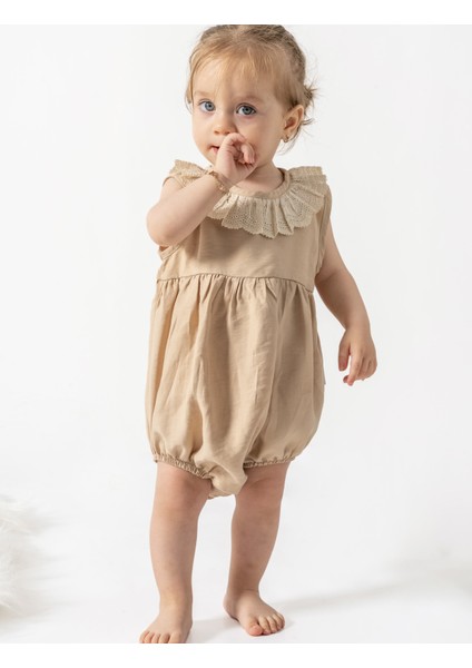 Dantel Yaka Romper Tulum Kız Bebek Pamuk Aerobin Kumaş Doğumgünü Parti Düğün Kıyafeti fırsatları