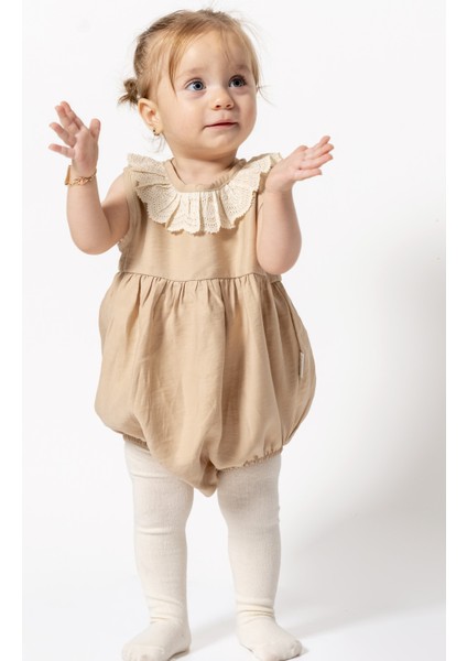 Dantel Yaka Romper Tulum Kız Bebek Pamuk Aerobin Kumaş Doğumgünü Parti Düğün Kıyafeti indirimleri