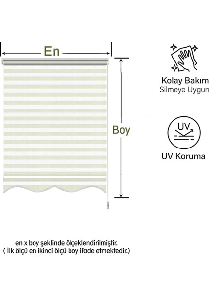 Krem Dilimli Zebra Perde