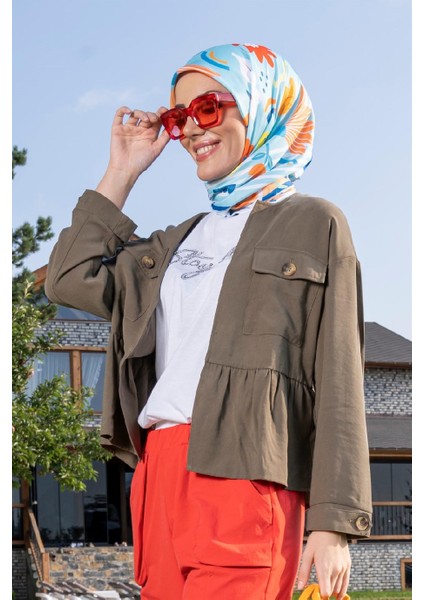 Eyalen Twill Eşarp Turkuaz modelleri