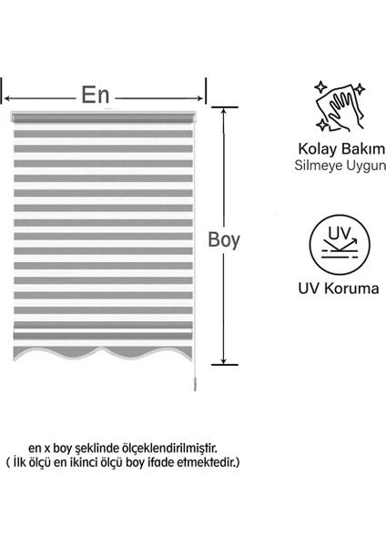 Gri Dilimli Zebra Perde