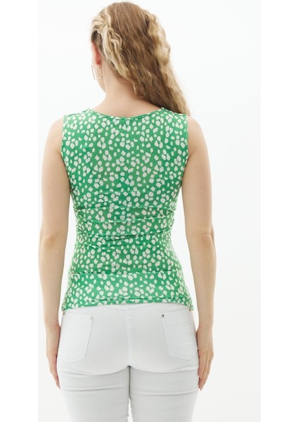 Kalp Yaka Puantiye Desen Kolsuz Penye Bluz modelleri