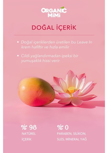 Organic Mimi Vücut Nemlendiricisi Mango Ve Nilüfer Çiçeği Hafif Vücut Bakım Kremi 200 ml Body Conditioner